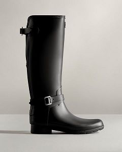 Black Hunter Refined Slim Fit Adjustable Tall Women's Rain Boots | NZ-74658