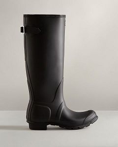 Black Hunter Tall Back Adjustable Women's Rain Boots | NZ-96125