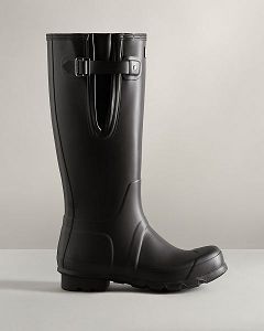 Black Hunter Tall Side Adjustable Men's Rain Boots | NZ-58391