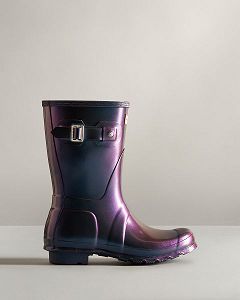 Blue / Purple Hunter Nebula Short Women's Rain Boots | NZ-51987