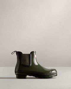 Dark Olive Hunter Original Gloss Women's Chelsea Boots | NZ-35948