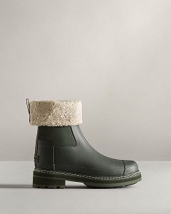 Green Hunter Refined Stitch Roll Top Women's Sherpa Boots | NZ-80359