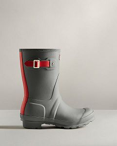 Grey / Red Hunter Short Insulated Women's Winter Boots | NZ-10735