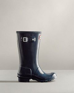 Navy Hunter Original Gloss Kids' Rain Boots | NZ-38629