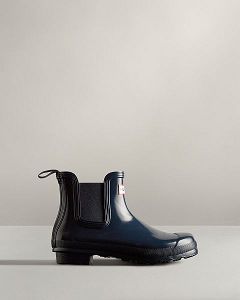 Navy Hunter Original Gloss Women's Original Chelsea Boots | NZ-49168