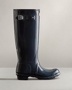 Navy Hunter Original Tall Gloss Women's Rain Boots | NZ-51270