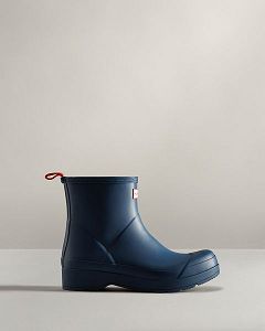 Navy Hunter Play Short Men's Rain Boots | NZ-21084