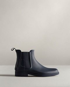 Navy Hunter Refined Slim Fit Men's Chelsea Boots | NZ-20875