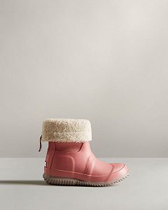 Pink Hunter Insulated Roll Top Kids' Sherpa Boots | NZ-79581