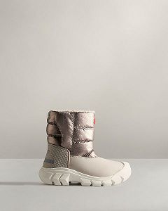 Silver / Grey Hunter Insulated Metallic Kids' Snow Boots | NZ-26591