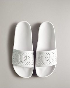 White Hunter Lightweight Moulded Men's Slides | NZ-39514