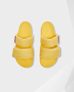 Yellow Hunter Double Strap Women's Slides | NZ-48125