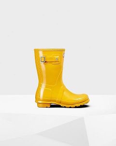 Yellow Hunter Original Short Gloss Women's Rain Boots | NZ-23701