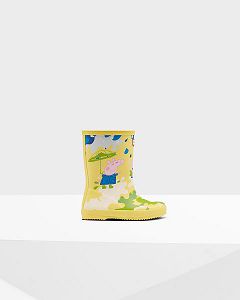 Yellow / Multi Hunter First Peppa Pig Muddy Puddles Kids' Rain Boots | NZ-16849