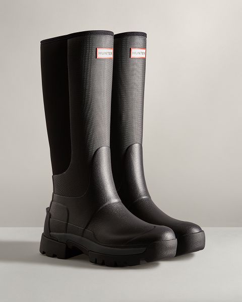 Black Hunter Balmoral Field Hybrid Tall Women's Rain Boots | NZ-52841