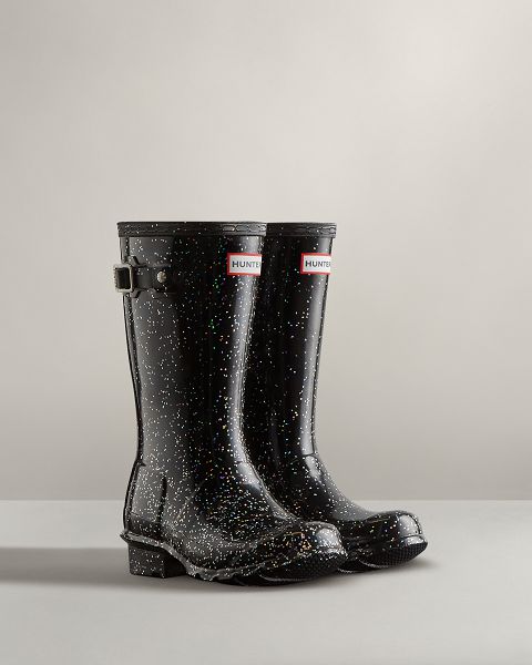 Black Hunter Giant Glitter Kids' Rain Boots | NZ-80156