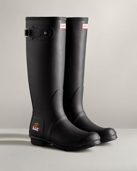 Black Hunter Lunar New Year Small Tiger Logo Tall Women's Rain Boots | NZ-38075