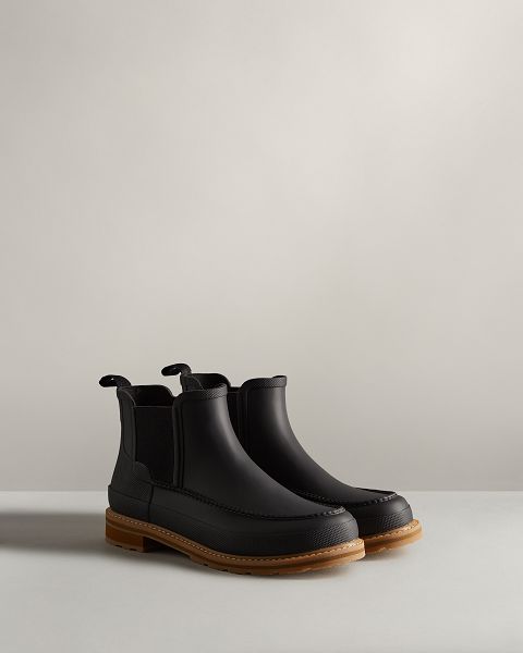 Black Hunter Moc Toe Men's Chelsea Boots | NZ-89536