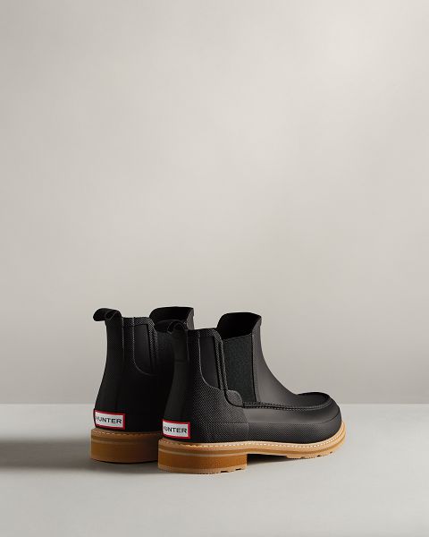 Black Hunter Moc Toe Men's Chelsea Boots | NZ-89536