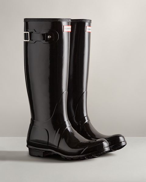 Black Hunter Original Tall Gloss Women's Original Tall Boots | NZ-25189