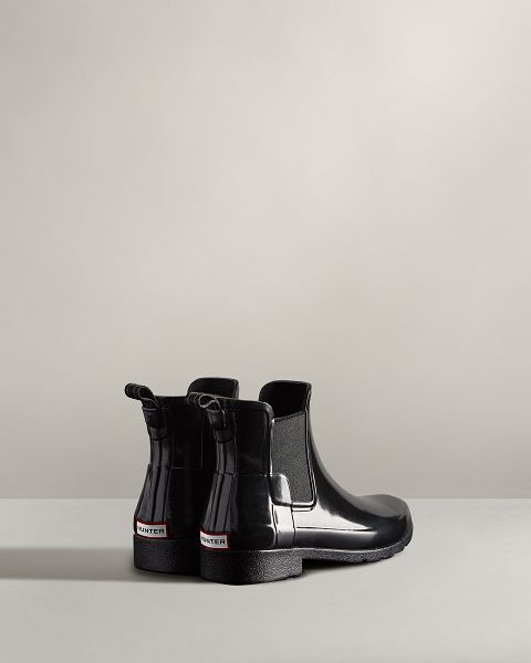 Black Hunter Refined Gloss Slim Fi Women's Chelsea Boots | NZ-52918