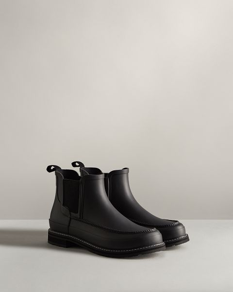 Black Hunter Refined Moc Toe Men's Chelsea Boots | NZ-25870