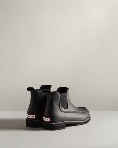 Black Hunter Refined Moc Toe Men's Chelsea Boots | NZ-25870