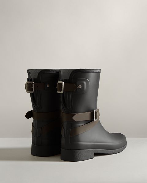 Black Hunter Refined Slim Fit Adjustable Short Women's Rain Boots | NZ-51796