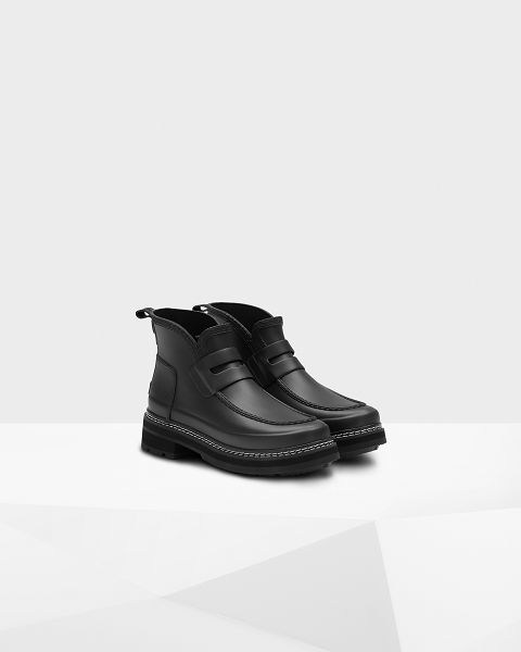 Black Hunter Refined Stitch Detail Loafer Women's Ankle Boots | NZ-16839