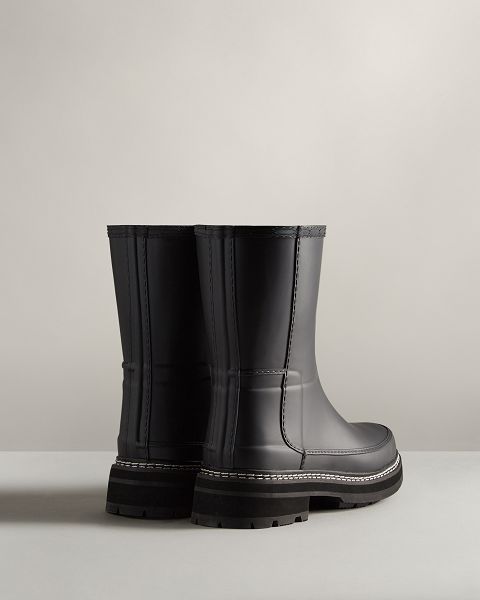 Black Hunter Refined Stitch Detail Short Women's Rain Boots | NZ-19078