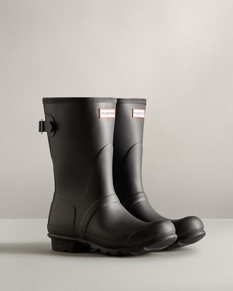 Black Hunter Short Back Adjustable Women's Rain Boots | NZ-26039