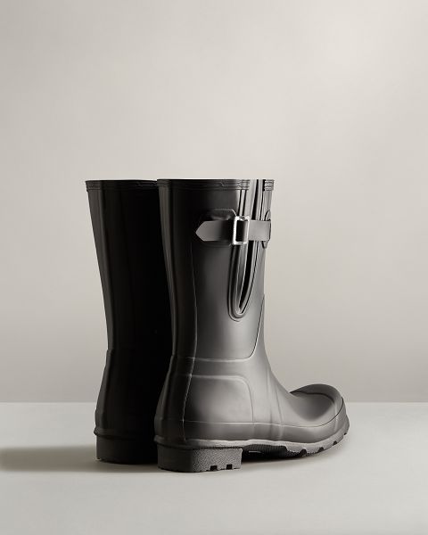 Black Hunter Short Side Adjustable Men's Rain Boots | NZ-15634