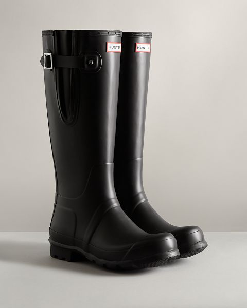 Black Hunter Tall Side Adjustable Men's Rain Boots | NZ-58391