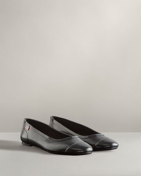 Black Hunter Tour Gloss Ballerina Women's Flats | NZ-54069