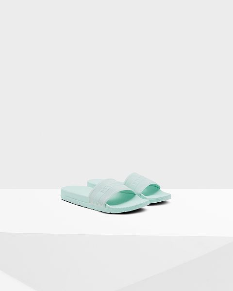 Blue / Green Hunter Elastic Women's Slides | NZ-12970