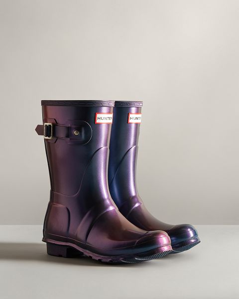 Blue / Purple Hunter Nebula Short Women's Rain Boots | NZ-51987