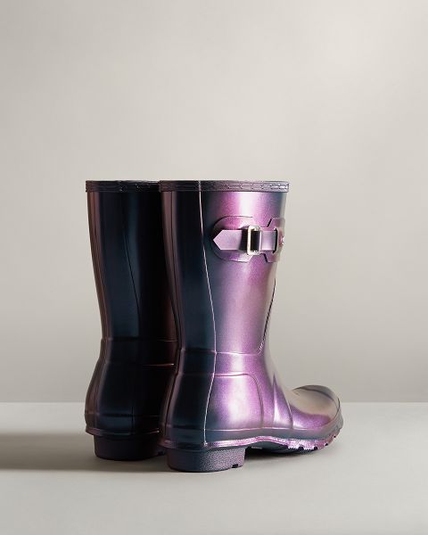 Blue / Purple Hunter Nebula Short Women's Rain Boots | NZ-51987