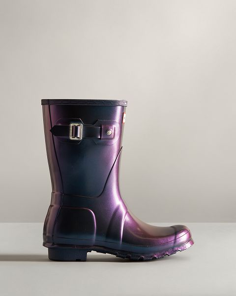 Blue / Purple Hunter Nebula Short Women\'s Rain Boots | NZ-51987