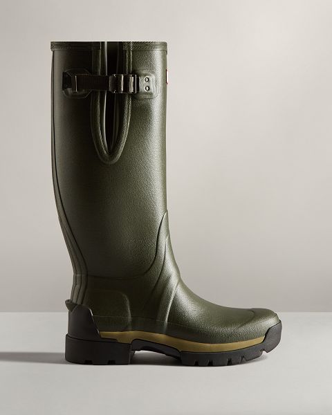 Dark Olive Hunter Balmoral Adjustable 3mm Neoprene Men\'s Rain Boots | NZ-18562