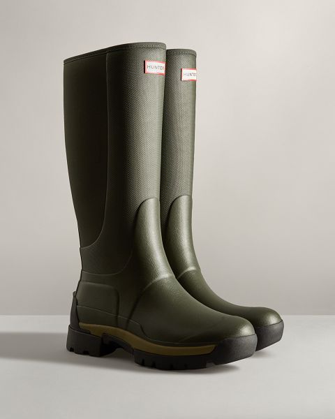 Dark Olive Hunter Balmoral Field Hybrid Tall Men's Rain Boots | NZ-43176