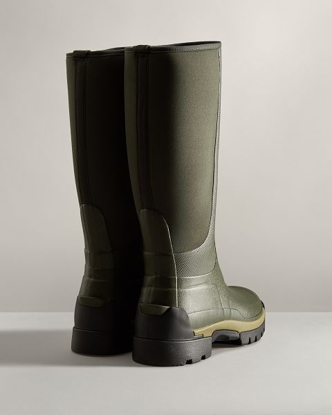 Dark Olive Hunter Balmoral Field Hybrid Tall Men's Rain Boots | NZ-43176