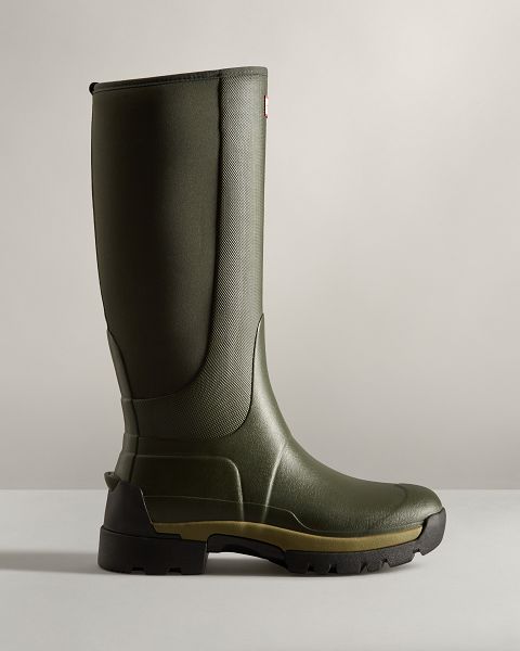 Dark Olive Hunter Balmoral Field Hybrid Tall Men\'s Rain Boots | NZ-43176