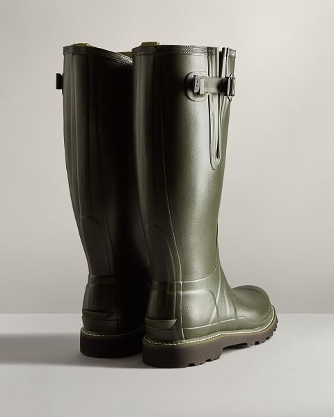 Dark Olive Hunter Balmoral Side Adjustable Men's Rain Boots | NZ-10824