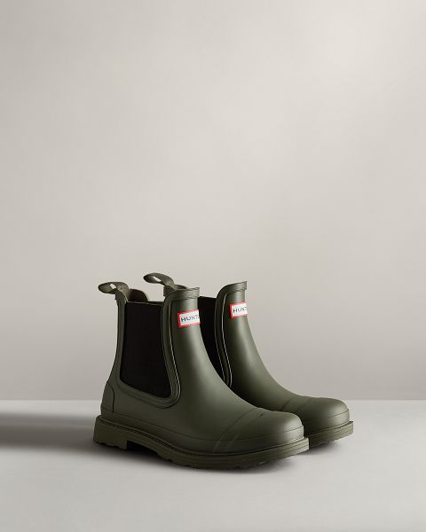 Dark Olive Hunter Commando Men's Chelsea Boots | NZ-68159