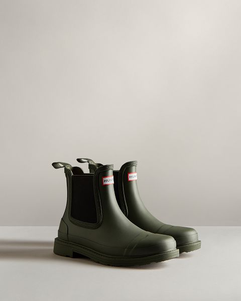 Dark Olive Hunter Commando Women's Chelsea Boots | NZ-28043