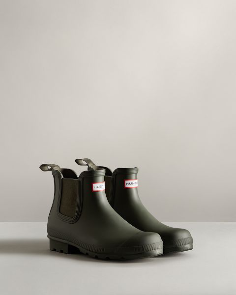 Dark Olive Hunter Original Men's Chelsea Boots | NZ-61849