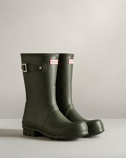 Dark Olive Hunter Original Short Men's Rain Boots | NZ-52904