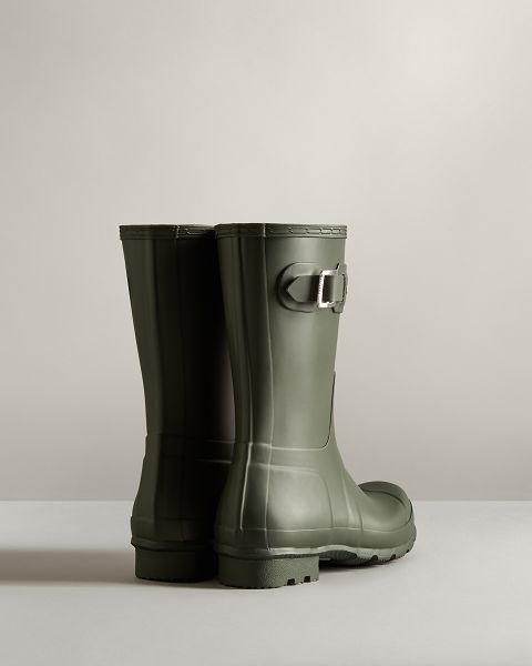 Dark Olive Hunter Original Short Men's Rain Boots | NZ-52904