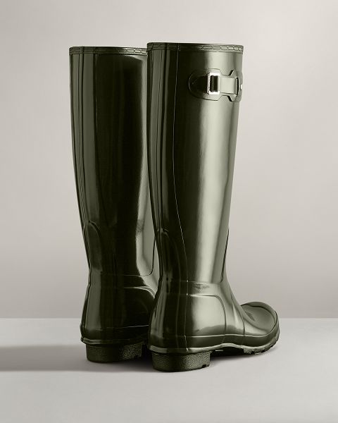 Dark Olive Hunter Original Tall Gloss Women's Rain Boots | NZ-82076