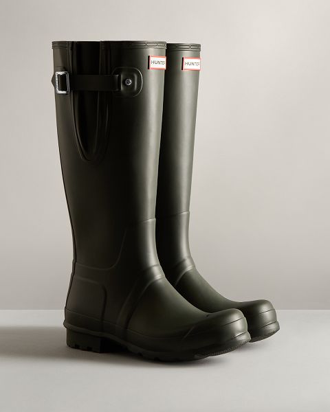 Dark Olive Hunter Tall Side Adjustable Men's Rain Boots | NZ-13259